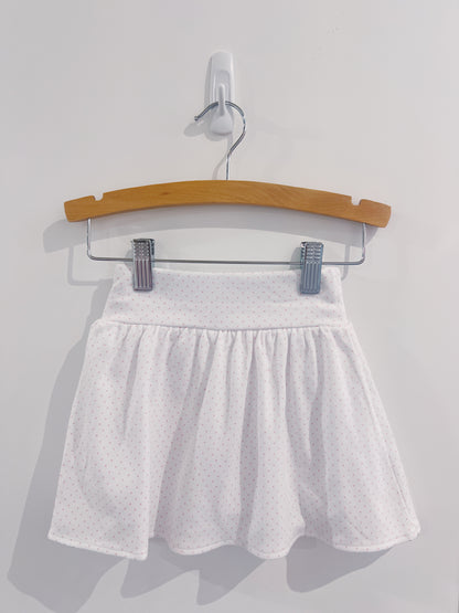 White/Light Pink Mini Dot Gathered Skort