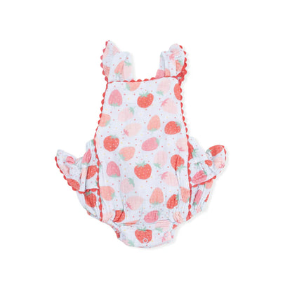 Strawberry Bliss Ric Rac Ruffle Sunsuit