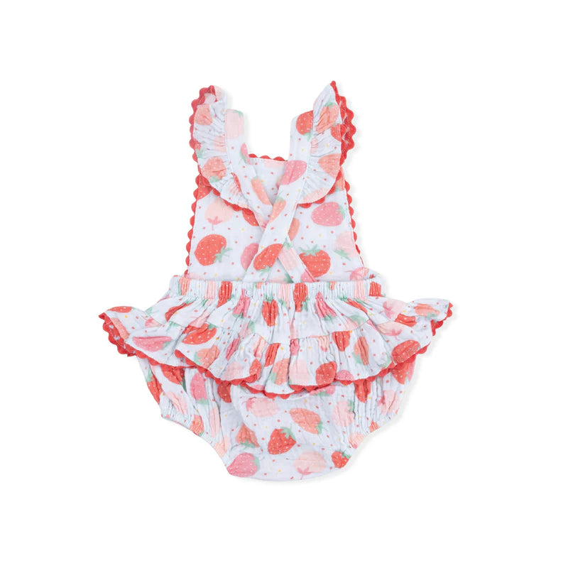 Strawberry Bliss Ric Rac Ruffle Sunsuit