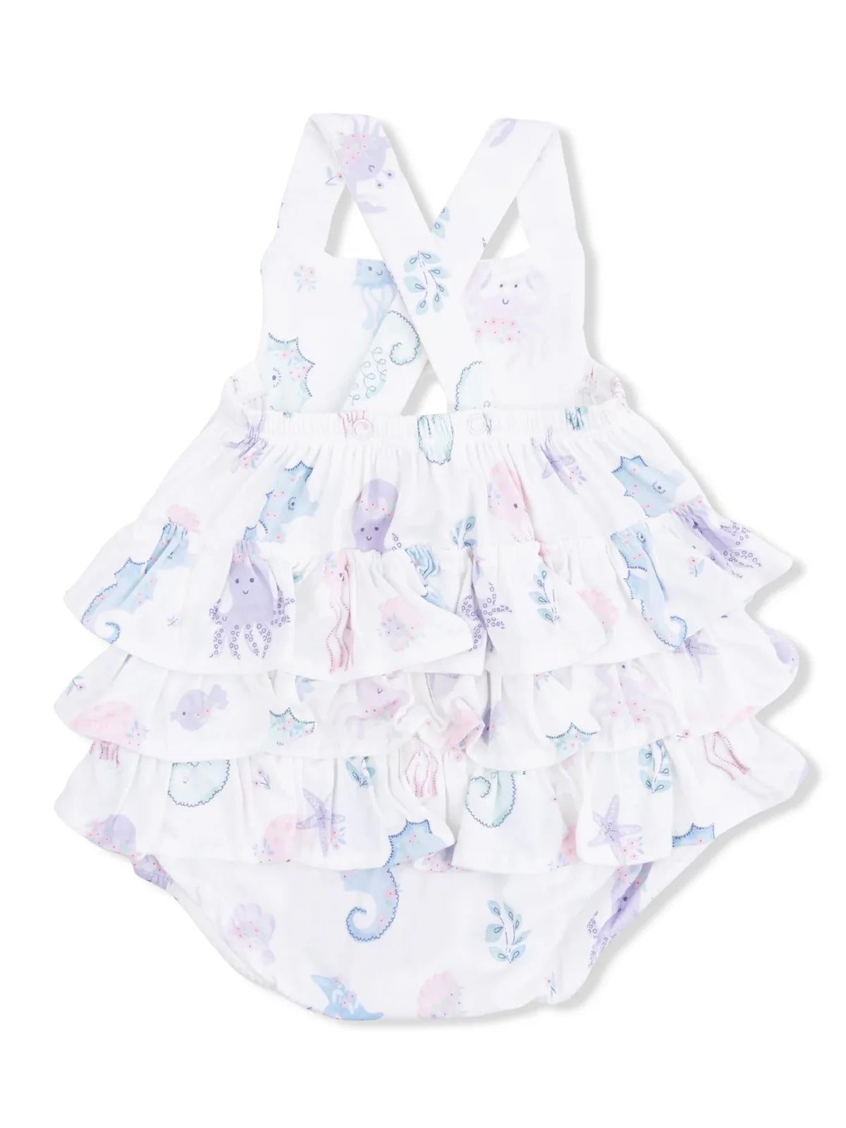 Floral Sea Creatures Ruffle Sunsuit