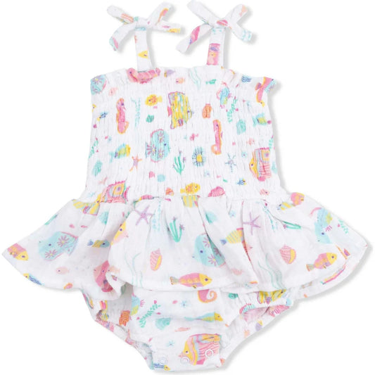 Sunny Coral Reef Fish Smocked Skirted Bubble