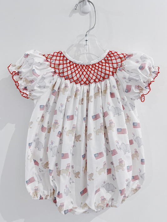 Patriotic Smocked Girl Bubble
