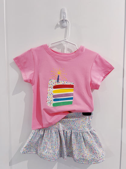 Glitter Birthday Cake Pink Boxy Top