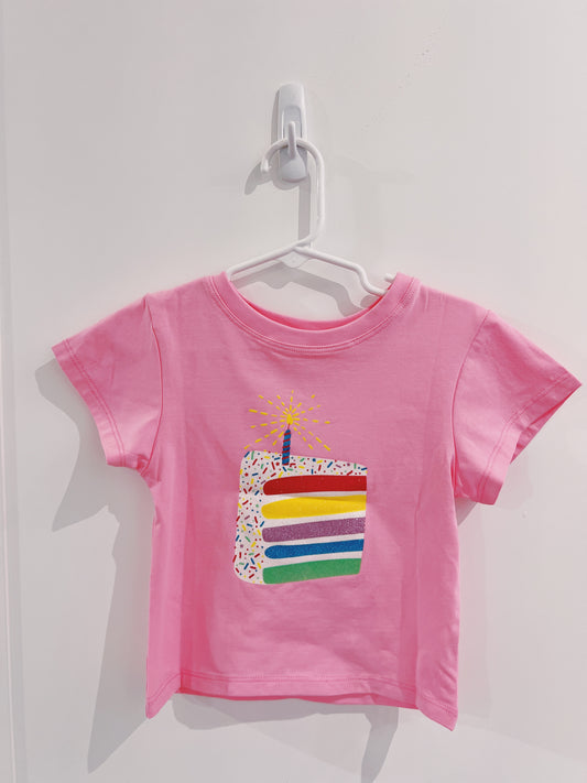 Glitter Birthday Cake Pink Boxy Top