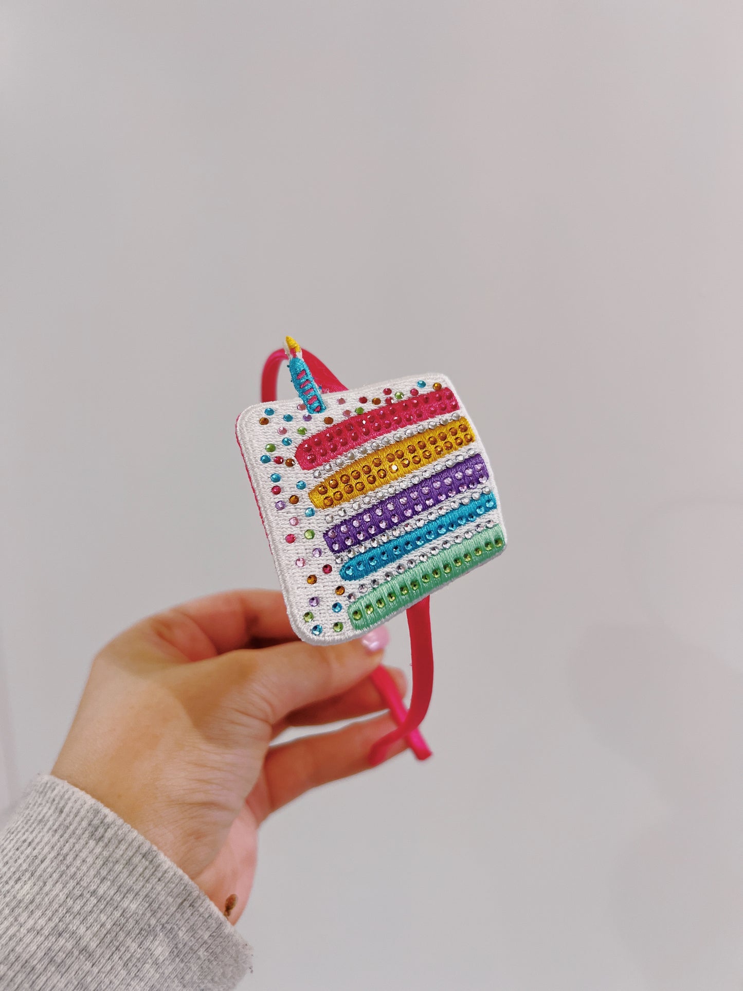 Glitter Birthday Cake Rhinestone Headband