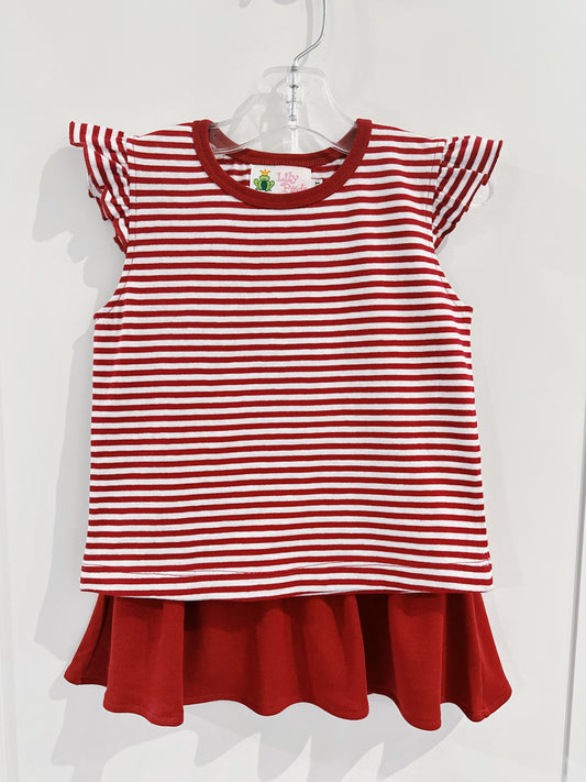Crimson Stripe Skort Set