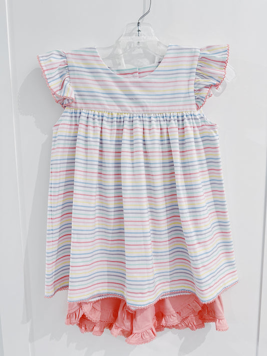 Delaney Pastel Penny Stripe Flutter Short Set