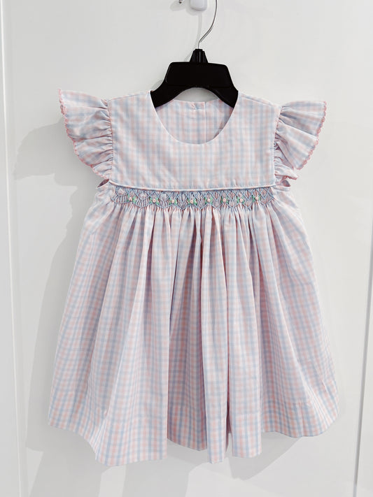 Delaney Classic Spring Plaid Smocked Dress