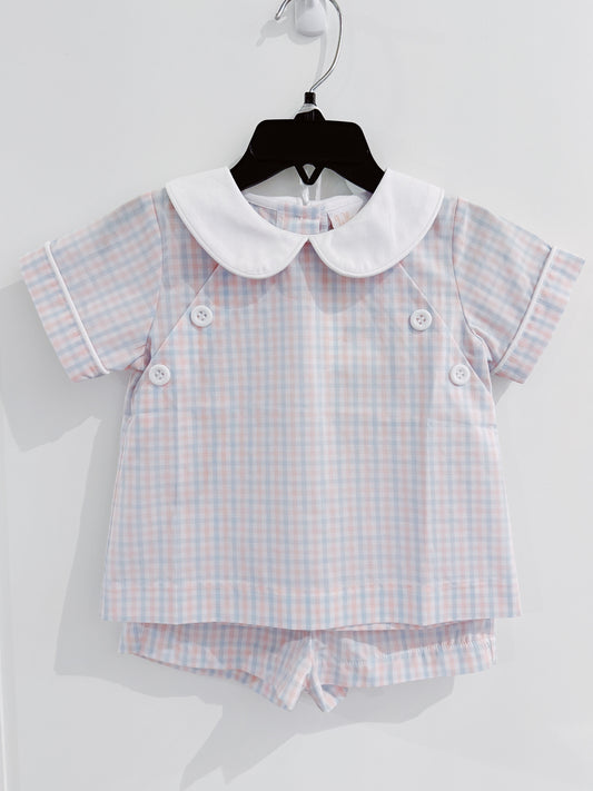 Delaney Classic Spring Plaid Collared Short Set