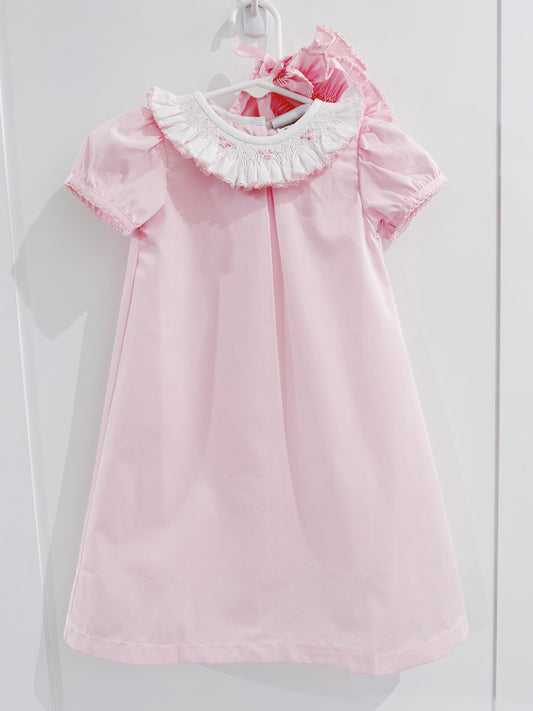 Delaney Pink Ruffle Daygown with Bonnet