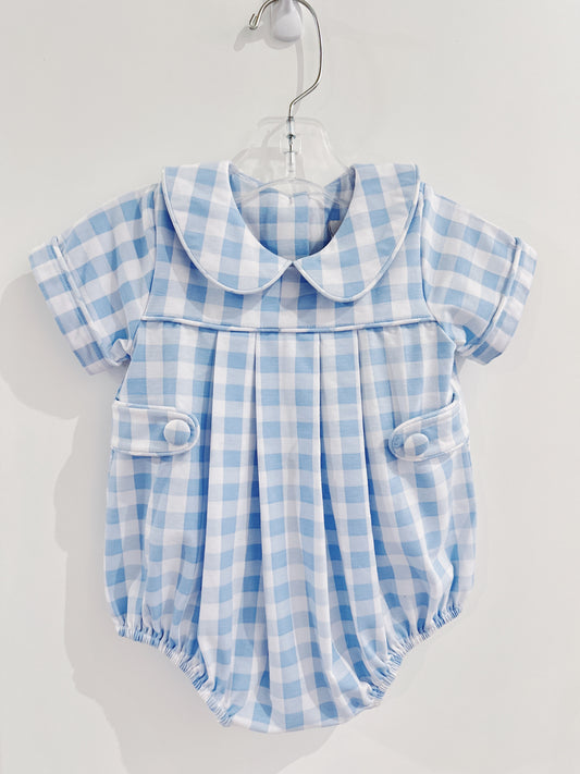 Delaney Blue Plaid Piped Bubble
