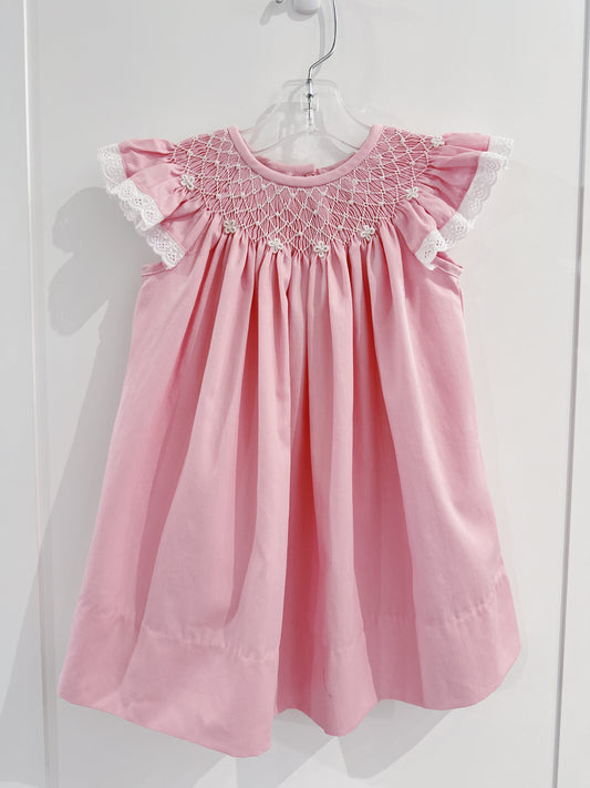 Delaney Pink Pearl Smocked Bishop