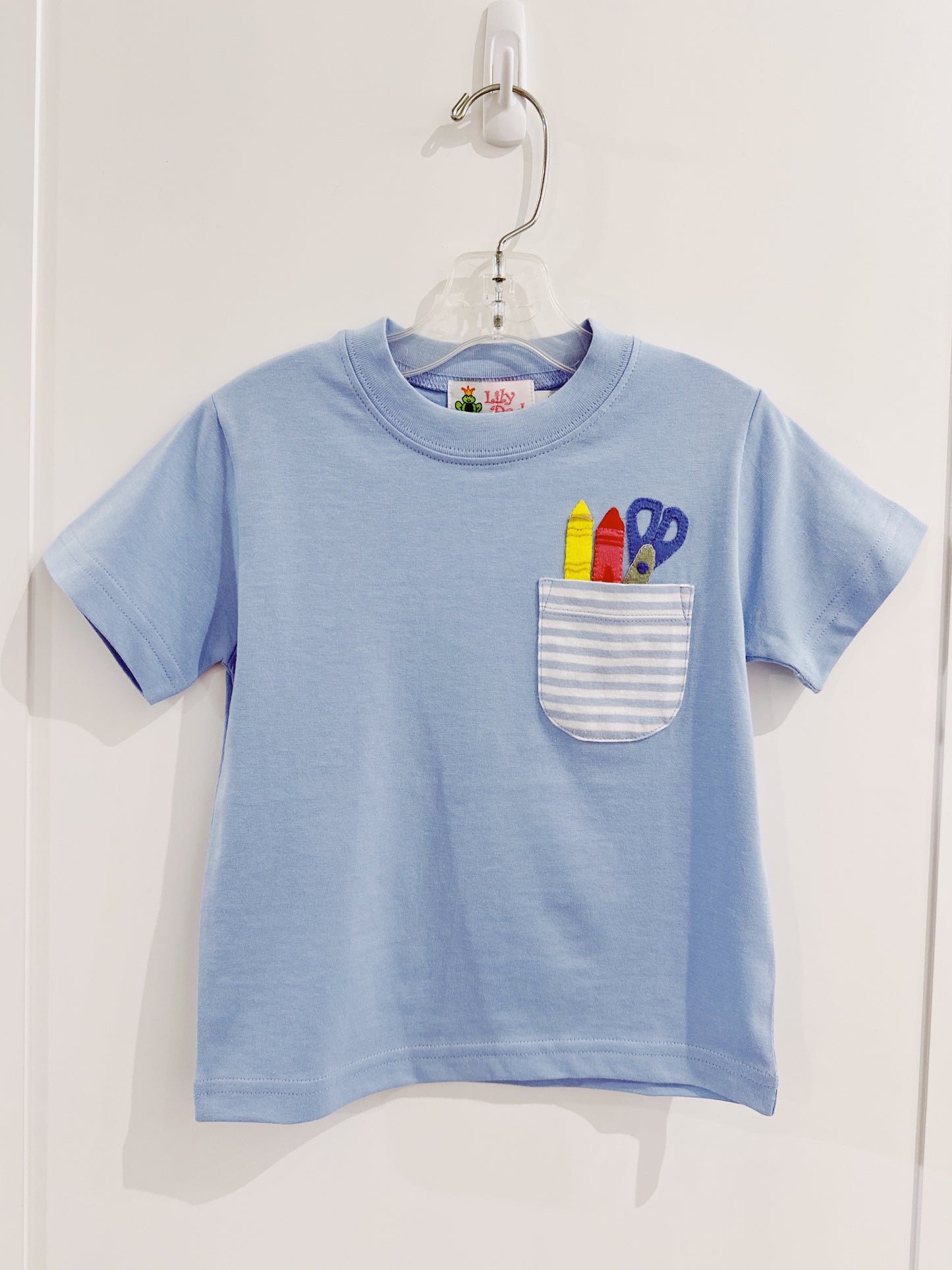 Sky Blue School Supplies Pocket Tee