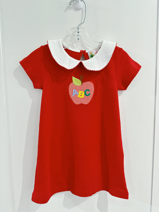 Red ABC Apple Collared Dress