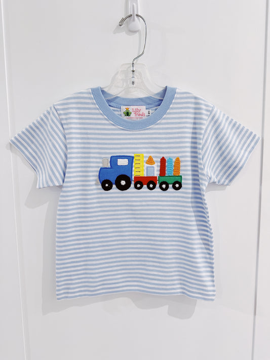 Blue Stripe School Train Tee