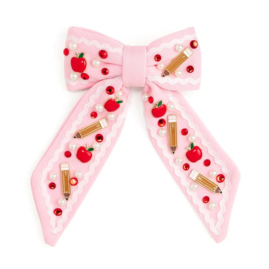 Apple Gemstone Bow Clip