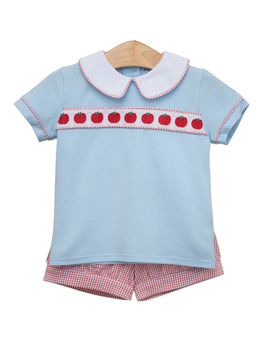 Trotter Street Kids Apple Ribbon Banded Short Set