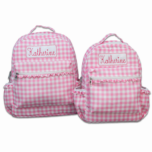 Pink Gingham Backpack