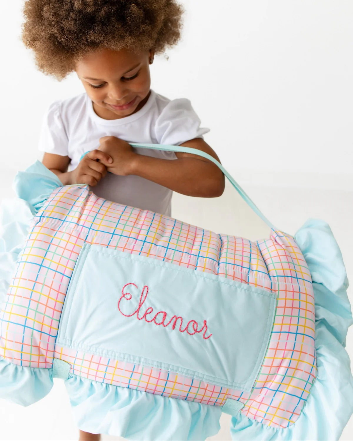 Pink Plaid Ruffle Nap Mat