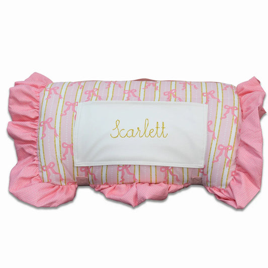 Pink Bows Ruffle Nap Mat