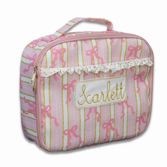 Pink Bows Insulated Lunch Bag