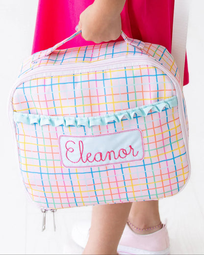 Pink Plaid Insulated Lunch Bag