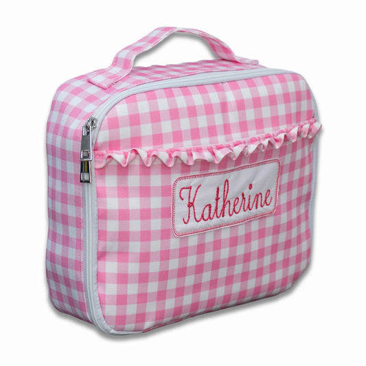 Pink Gingham Insulated Lunch Bag
