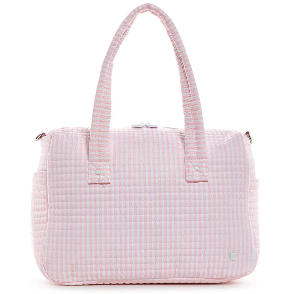 TRVL Design Quilted Stroller Bag- Pink Pimlico Stripe