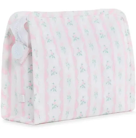 TRVL Design Medium Roadie Zip Pouch- Pink Ribbon Floral