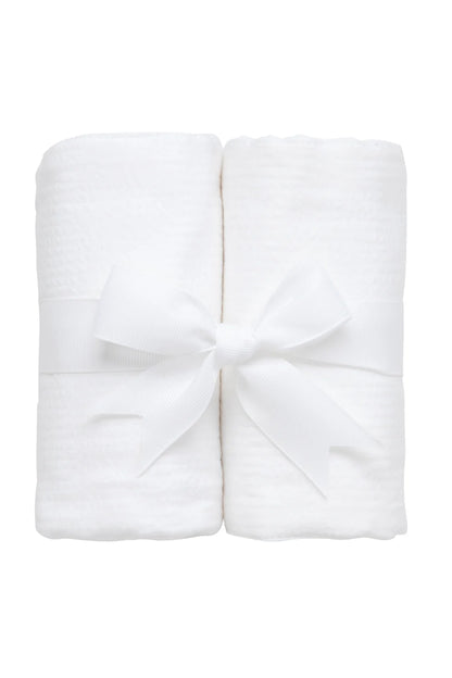 Seersucker Stripe Set of Two Burps- White