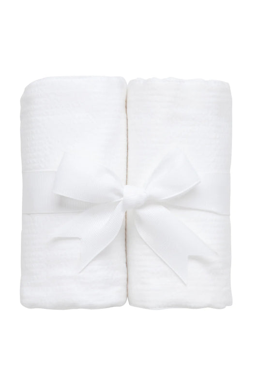 Seersucker Stripe Set of Two Burps- White