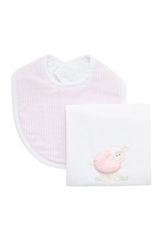 Lamb Basic Bib & Burp Boxed Set- Pink