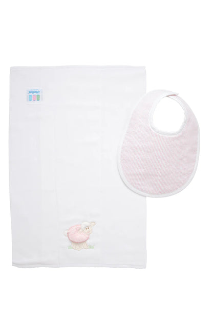 Lamb Basic Bib & Burp Boxed Set- Pink