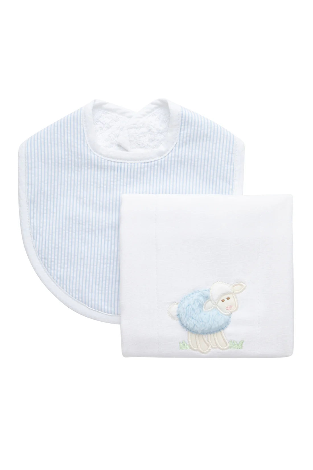 Lamb Basic Bib & Burp Boxed Set- Blue