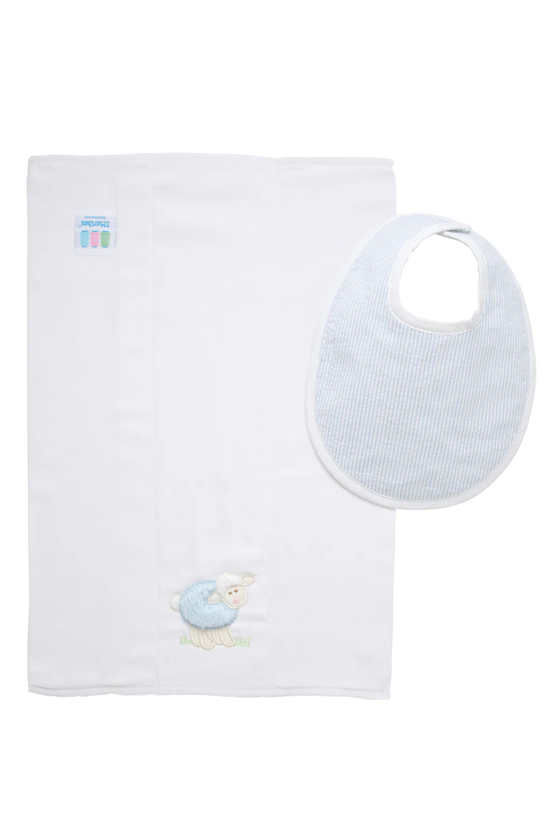 Lamb Basic Bib & Burp Boxed Set- Blue