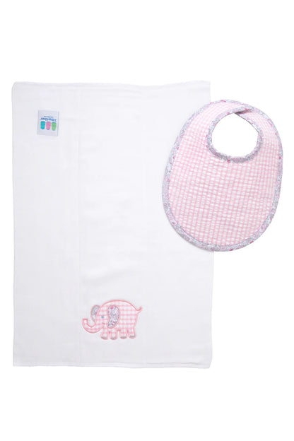 Elephant Basic Bib & Burp Boxed Set - Pink