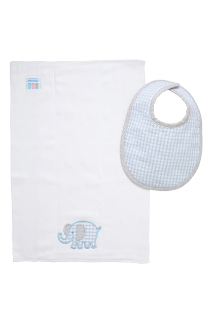 Elephant Basic Bib & Burp Boxed Set - Blue