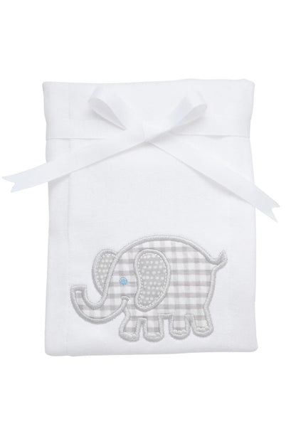 Elephant Applique Burp- Grey