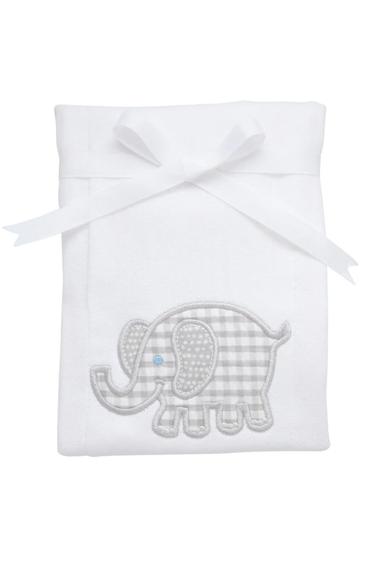 Elephant Applique Burp- Grey