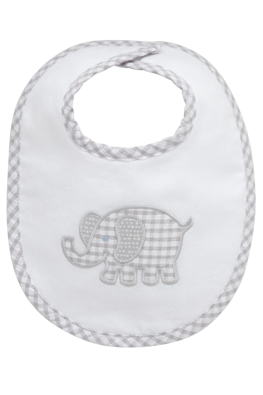 Elephant Applique Basic Bib- Grey