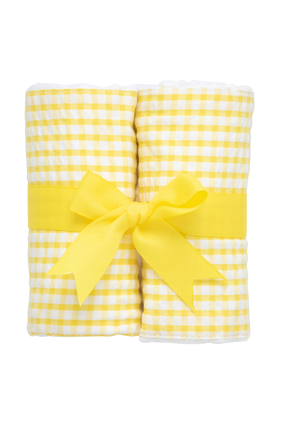 Yellow- Big Check Set of Two Burps