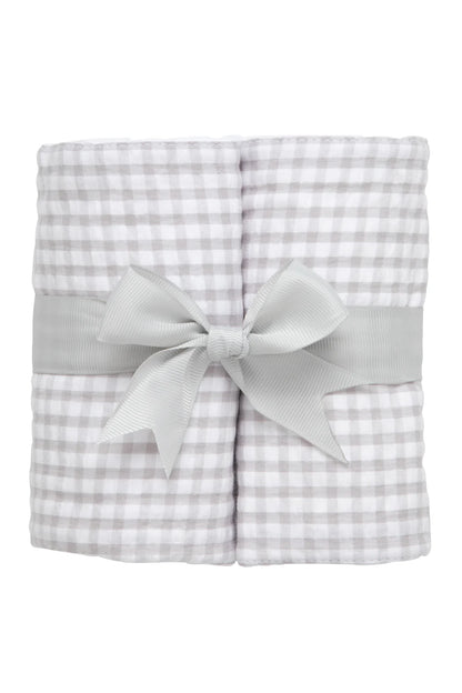 Grey- Big Check Set of Two Burps