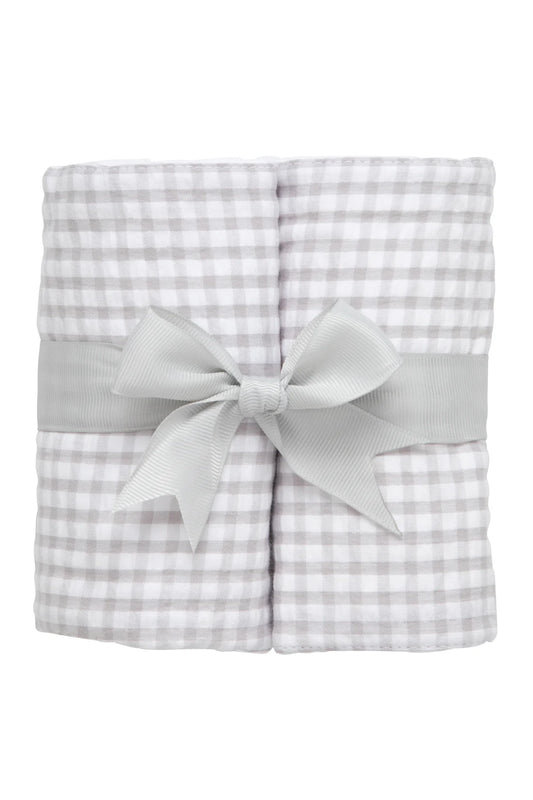 Grey- Big Check Set of Two Burps