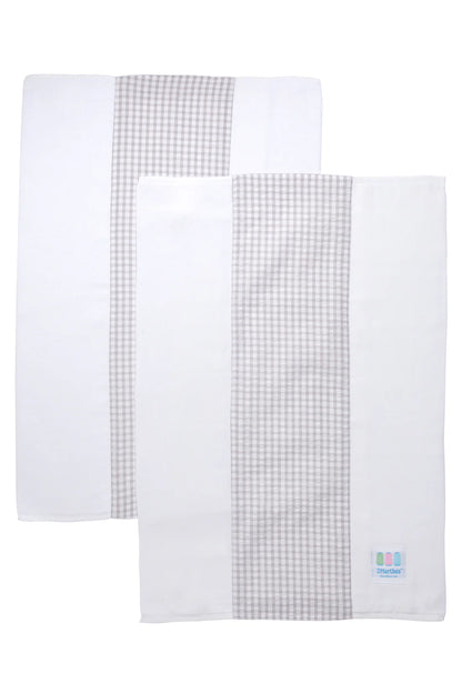 Grey- Big Check Set of Two Burps