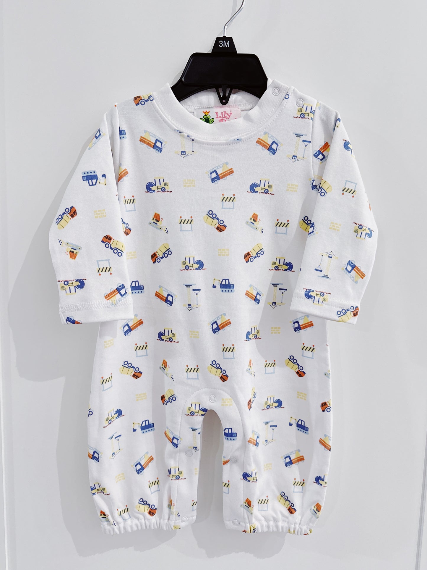 Lily Pads Boys Construction Print Bubble Romper