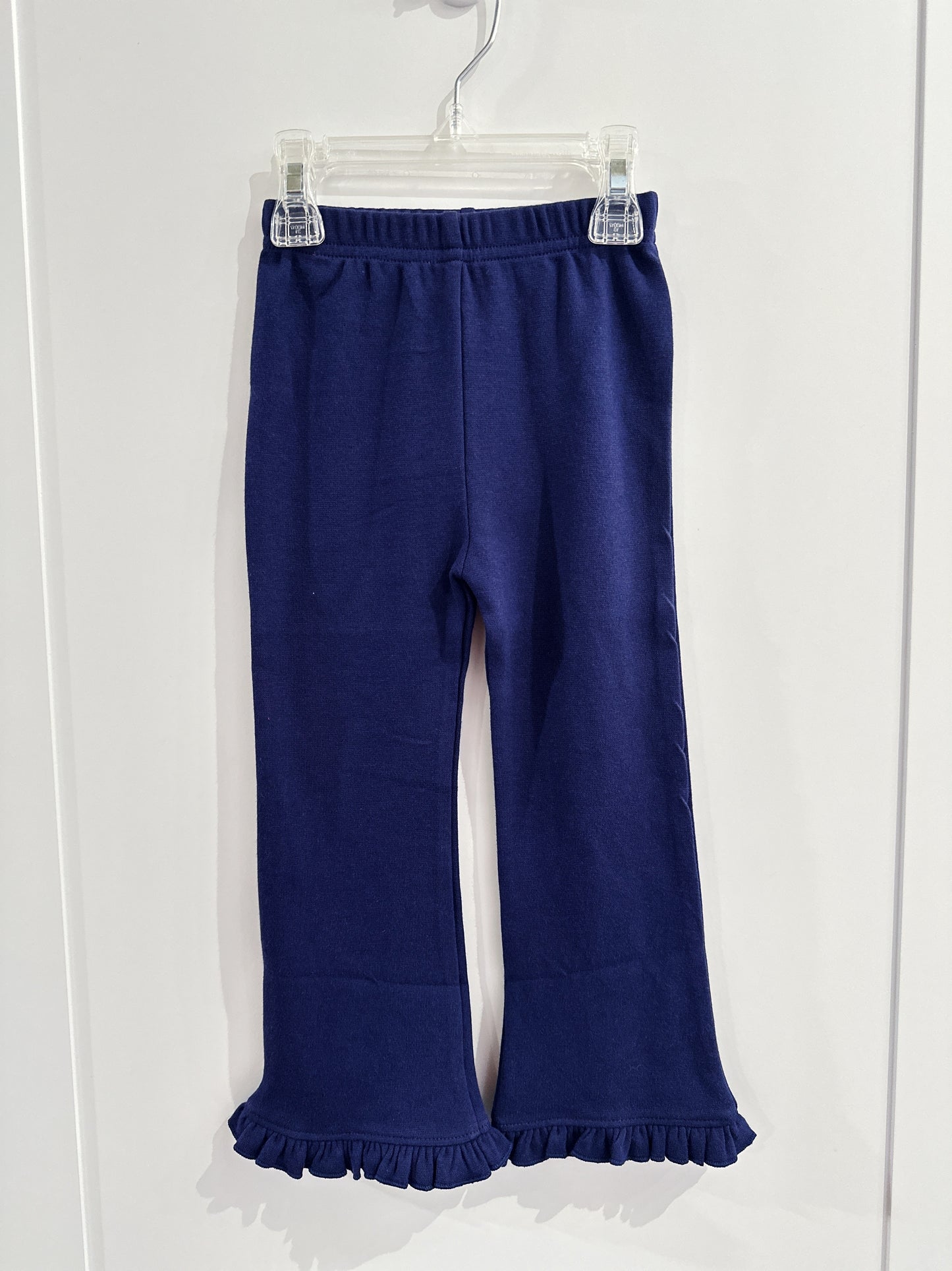 Lily Pads Girls Navy Knit Ruffled Flared Pant