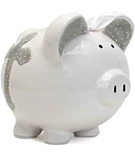 Piggy Bank- Grey Cross