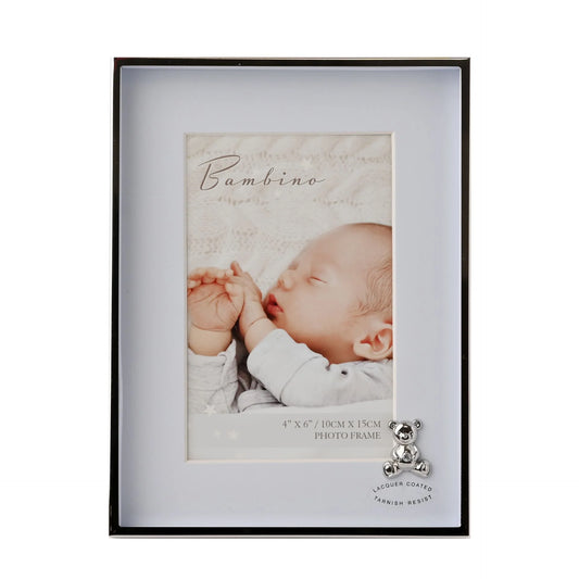 Bambino Metal Plated Frame- Teddy with Blue