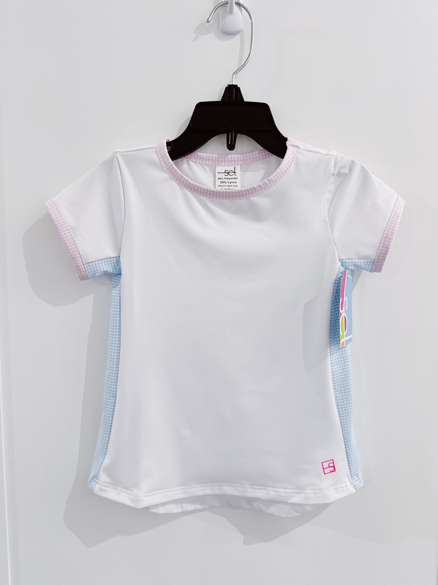 SET Pure Coconut/Cotton Candy Blue Minigingham Blair Top