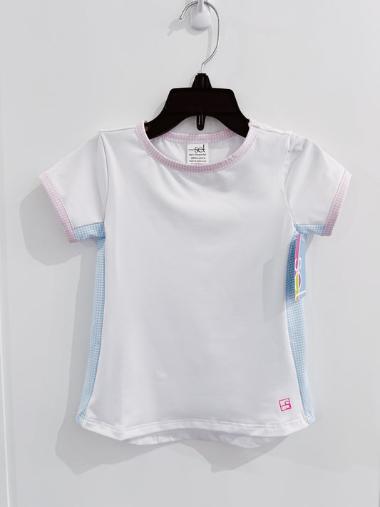 SET Pure Coconut/Cotton Candy Blue Minigingham Blair Top